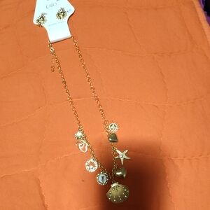 Cato Gold Sea Charm Necklace and Earring Set